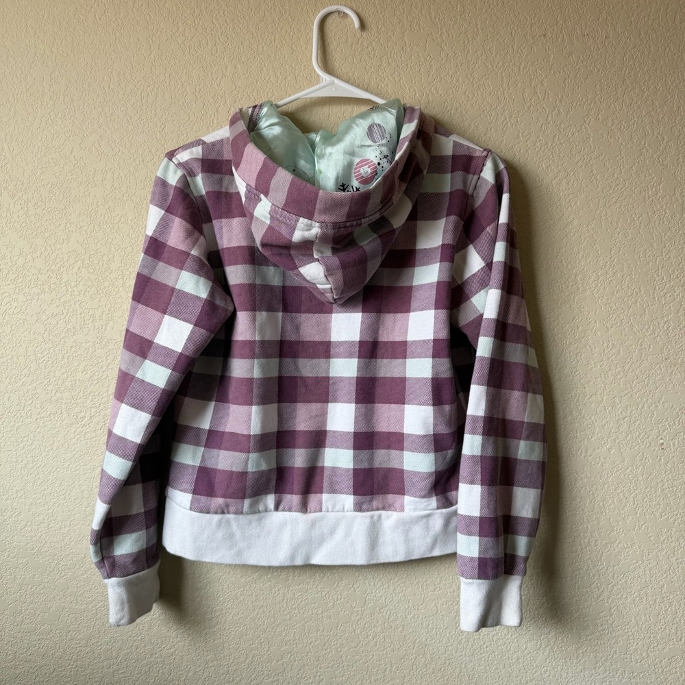 Burton Purple and White/ Currant Checkered Fleece Hoodie sz Small - Picture 6 of 9